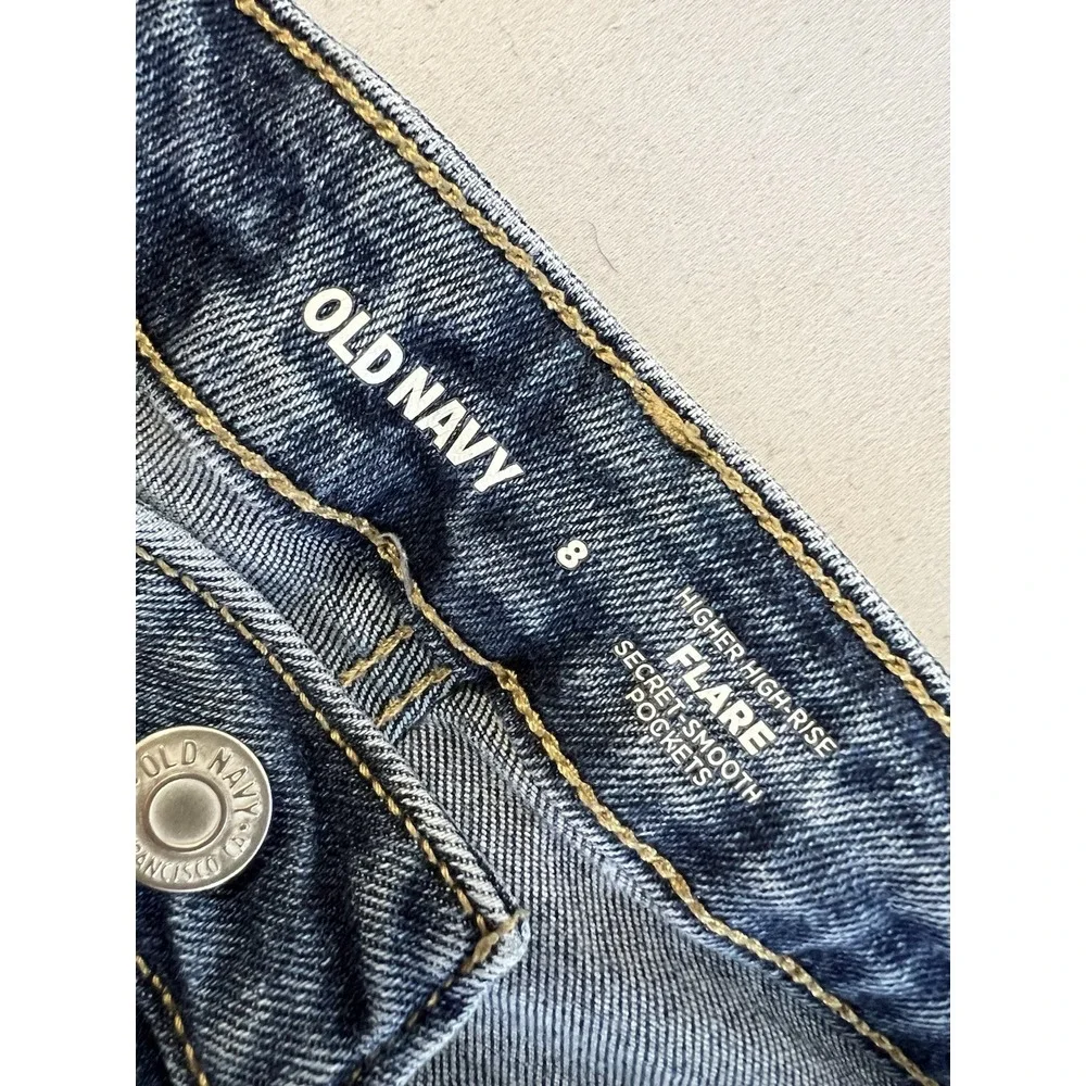 Old Navy Higher High Rise Flare‎ Sz 8 Stretch Medium Blue (29